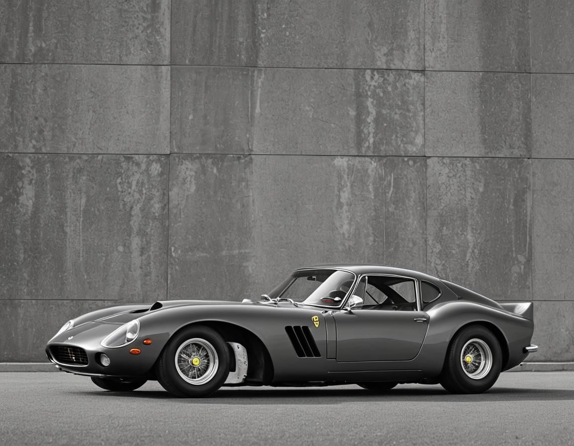 A Photorealistic Ferrari 250 GTO in Shimmering Black and Sil...