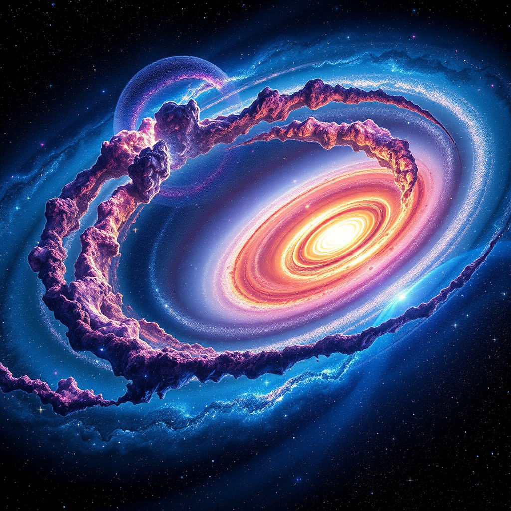 Milky Way and Andromeda Collision: Holographic Astral Art