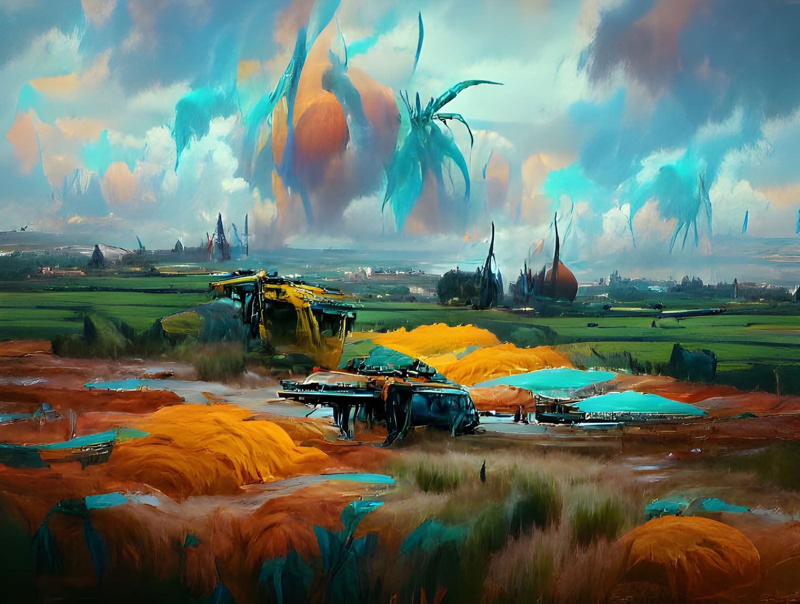 Surreal Farmlands: A Detailed Matte Painting