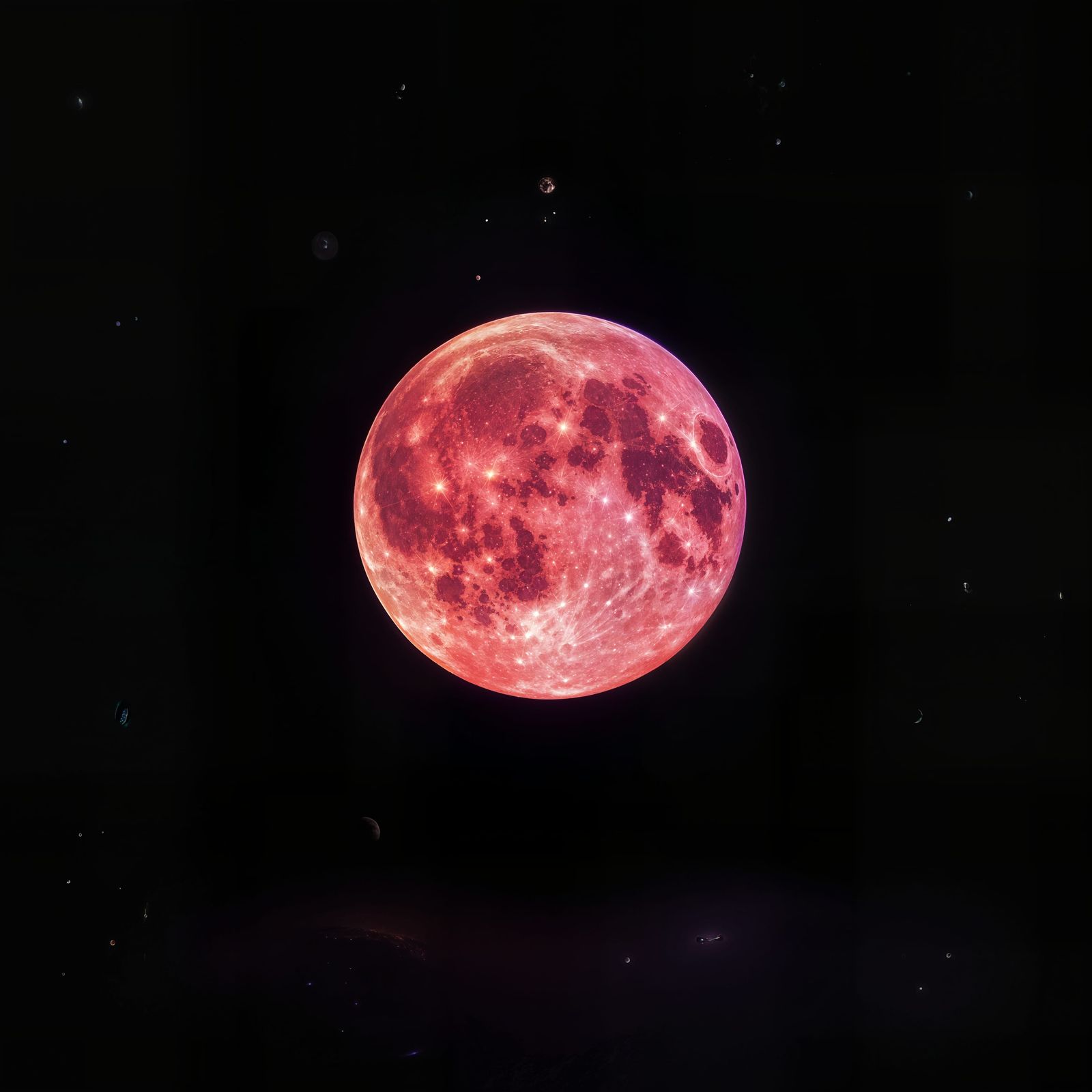 Fiery Purple Moon in Apocalyptic HDR Detail