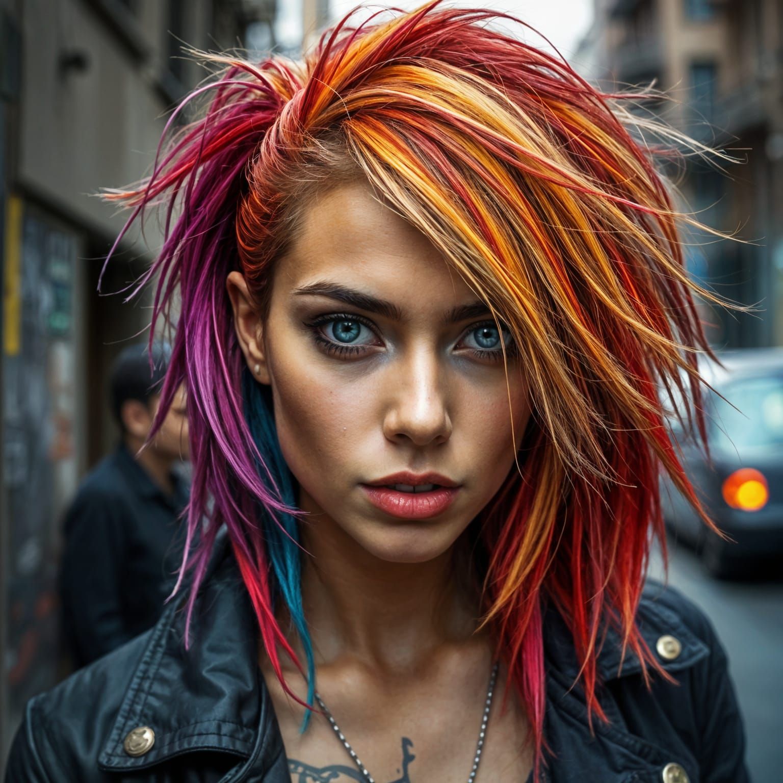 Mysterious Traveler in Vibrant Hues