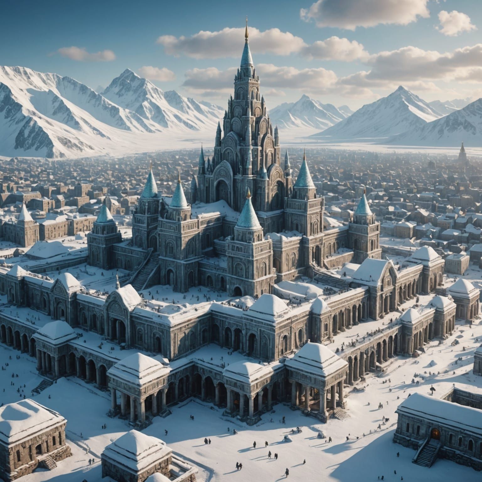 Majestic Ancient Mayan Snow Empire City in Arctic