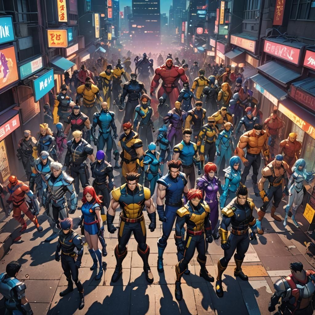 X-Men and Street Fighter Unite in Anime Art