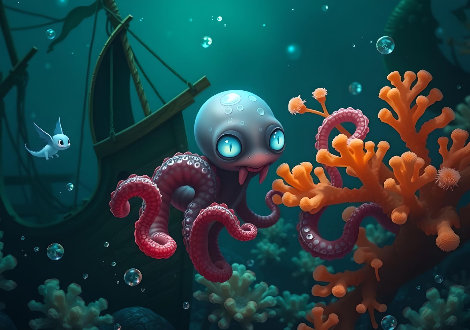 Adorable Abyss: Baby Ocean Monsters at Play