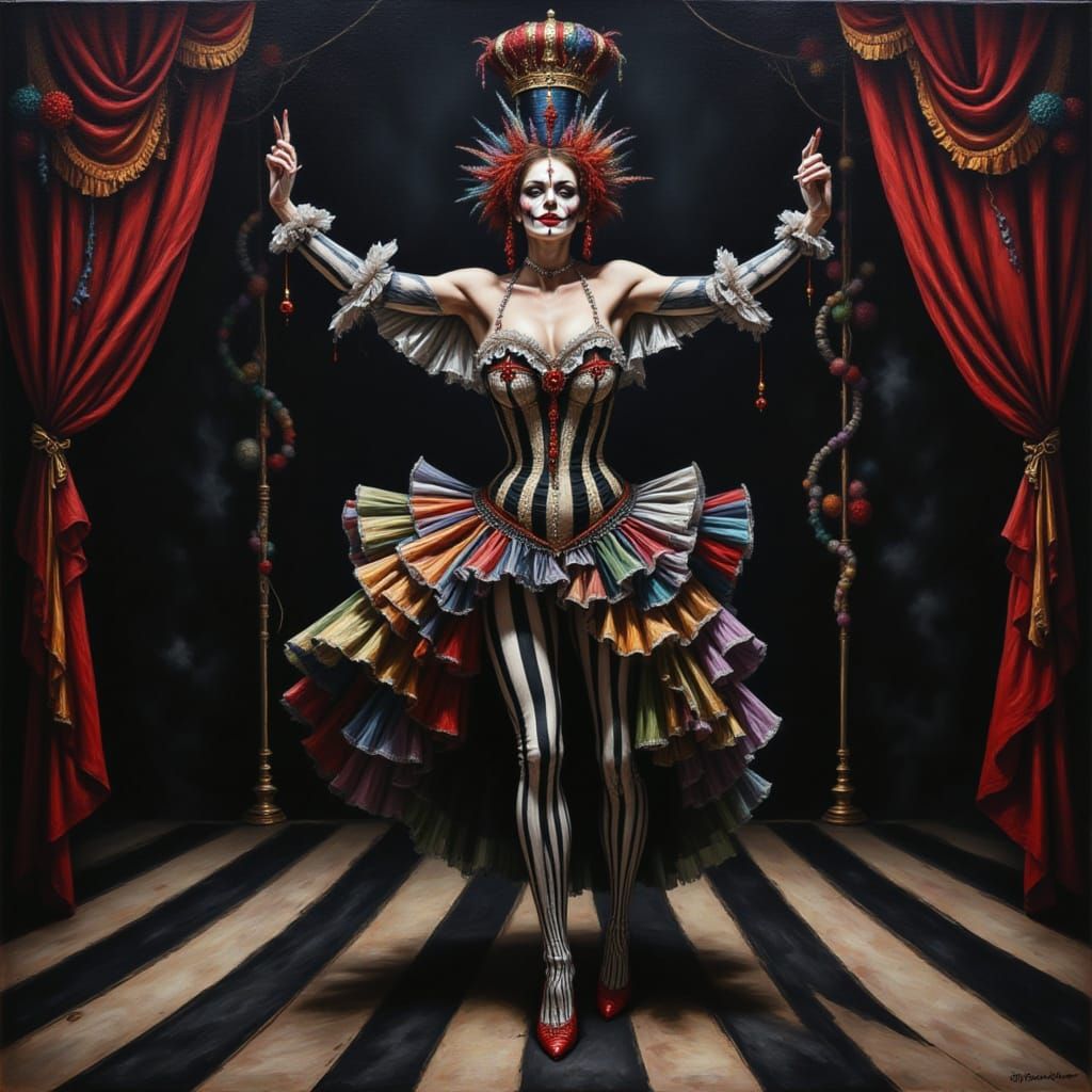 Dark Gothic Circus Dancer in Renaissance Style
