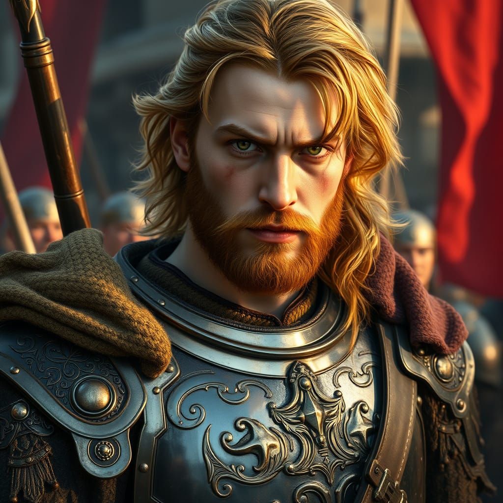 Majestic 15th Century Warrior in Ornate Armor