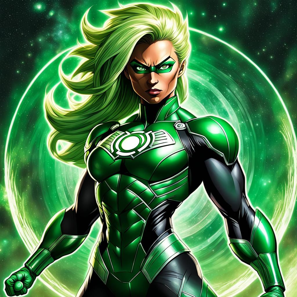 Female Green Lantern Super Saiyan in Anime Style