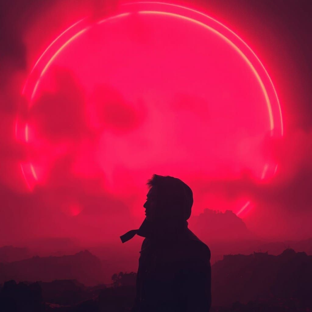 Mysterious Figure Contemplating in a Cinematic Landscape