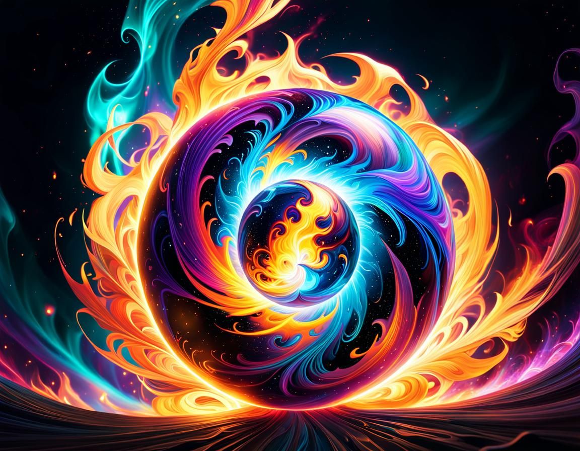 Mystical Orb Engulfed in Flames: Fantasy Concept Art