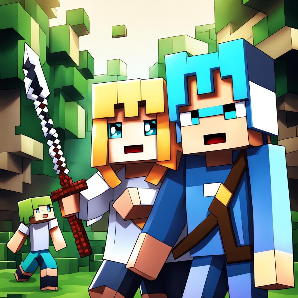 Minecraft in Anime Key Visual Style