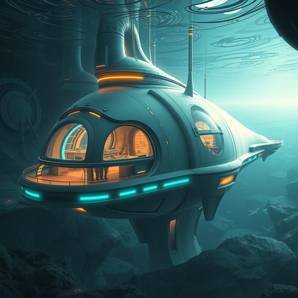 Surreal Underwater Metropolis in Vibrant, Futuristic Style