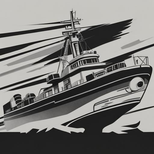 a black and white line art illustration in a cut-out style, inspired by Modern Minimalism Pop Art cowboy bebop ship dogf...
