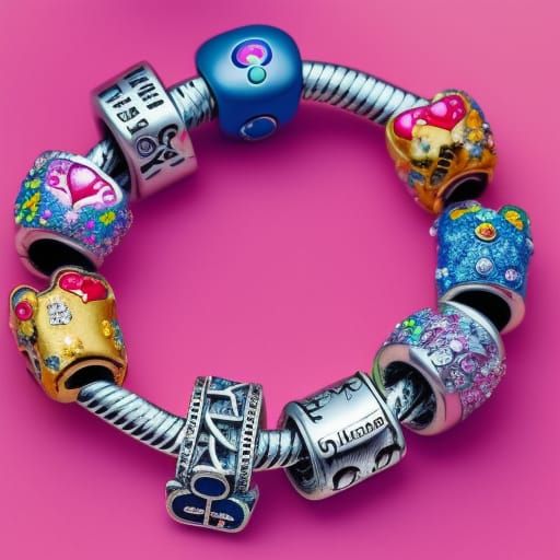 Pandora Bracelet with Care Bears and Lisa Frank Charms