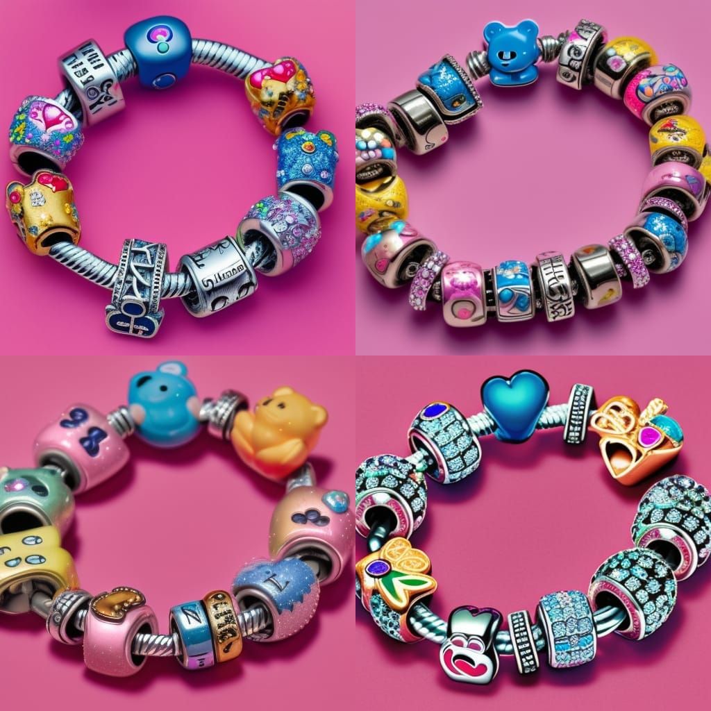 Pandora Bracelet with Care Bears and Lisa Frank Charms
