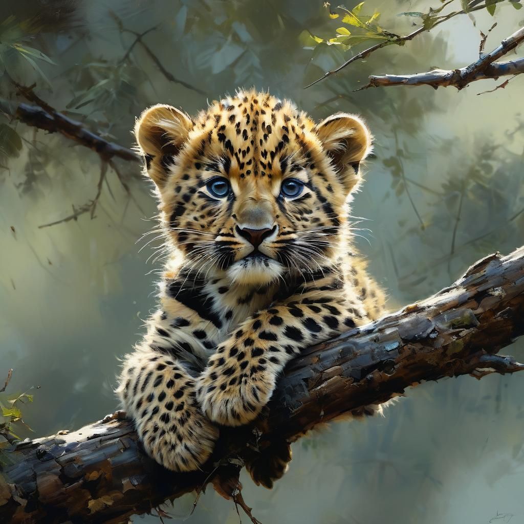 Leopard Cub Portrait in Fine Art Style