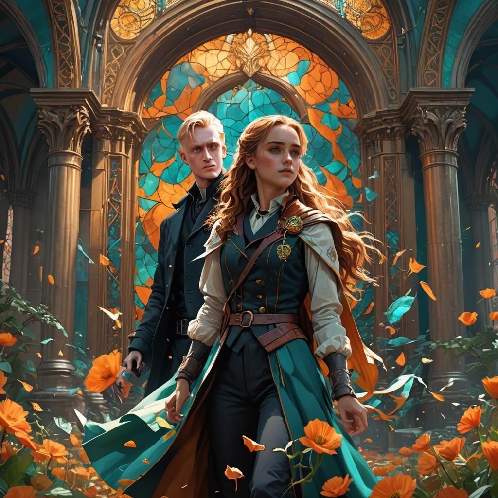 Hermione and Draco in Love: Artstation Concept