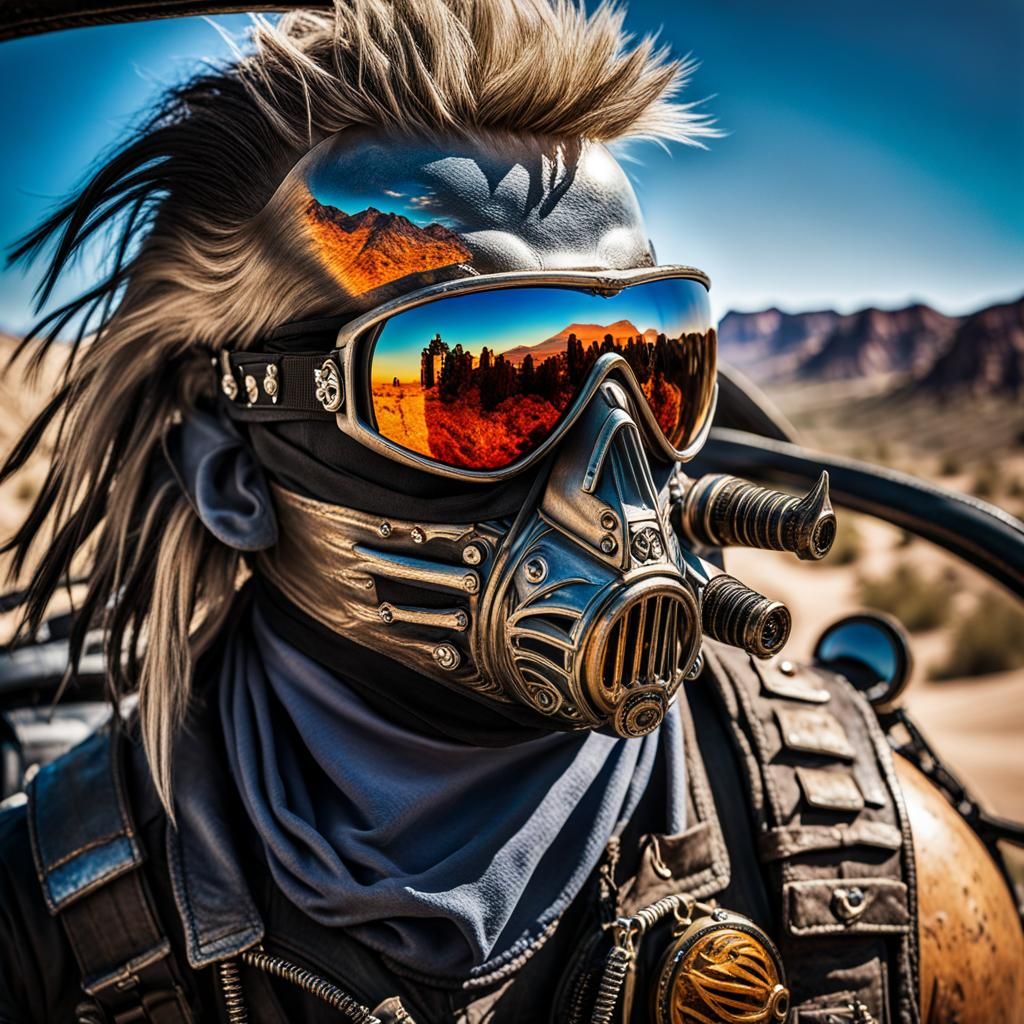 Mad Max Assassin in Desert Canyon Reflection