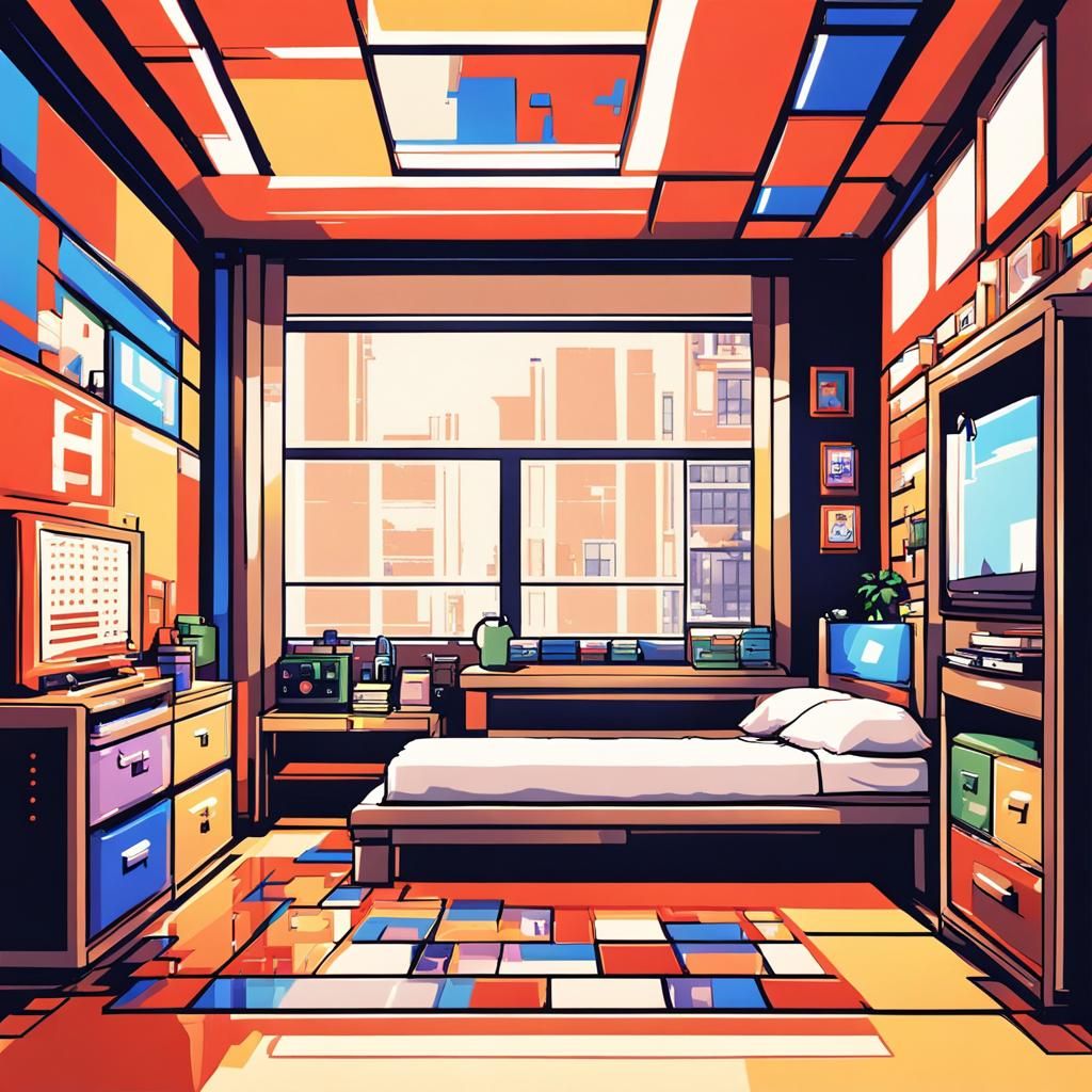 8-Bit Pixel Art Bedroom with Alphabet Furniture