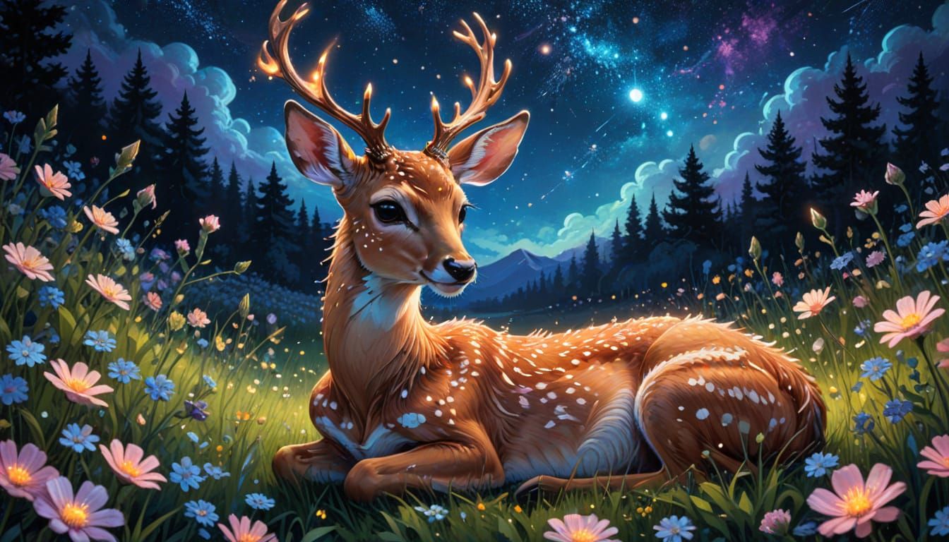 Delicate Fawn in Ethereal Bloom