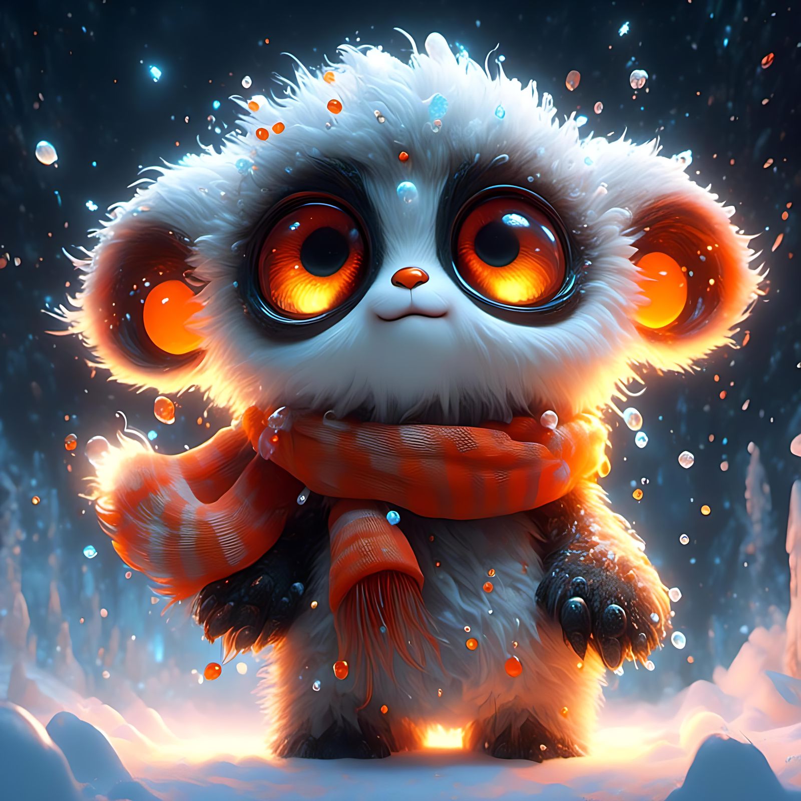Cute Snow Creature Cub in Enchanted Christmas Market