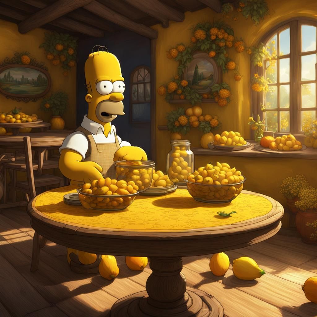 Homer Simpson in Yellow Dress: Fantasy Art