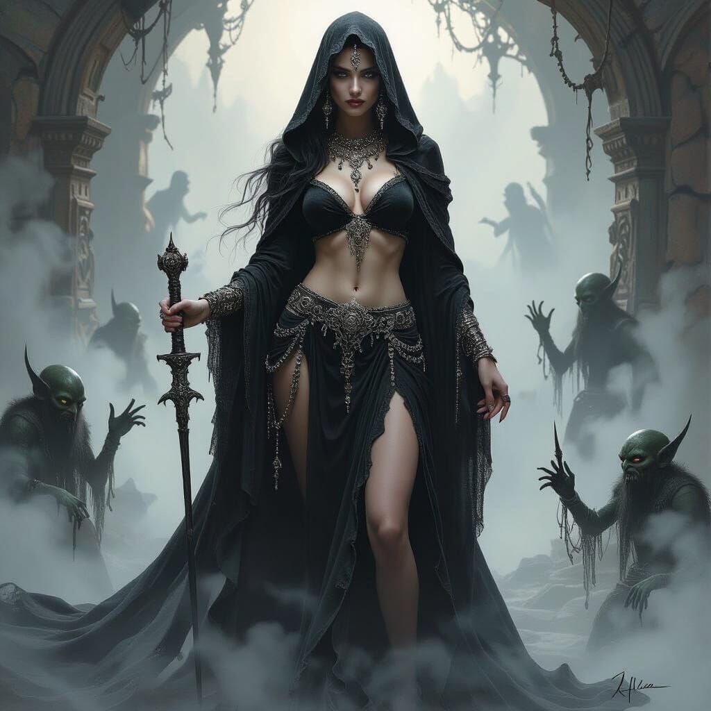 Celtic Goddess of Bone with Gothic Minions