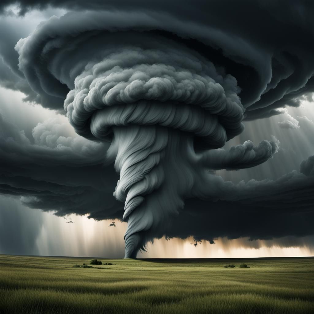 Ominous Tornado on the Prairie: Sinister Landscape