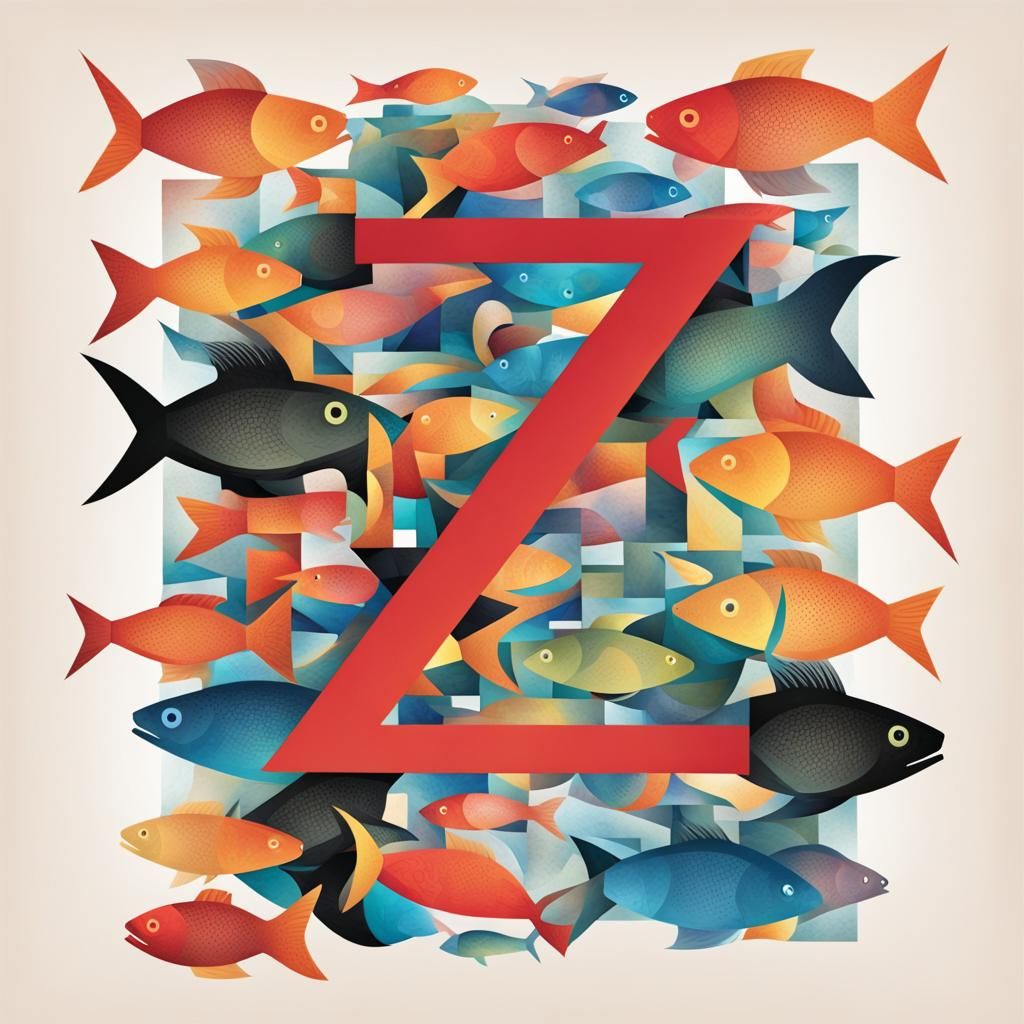 Cubist Letter Z in Abstract Library