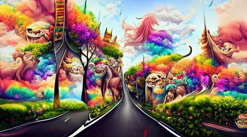 Fantasy Road to Happiness: Digital Art Illustration