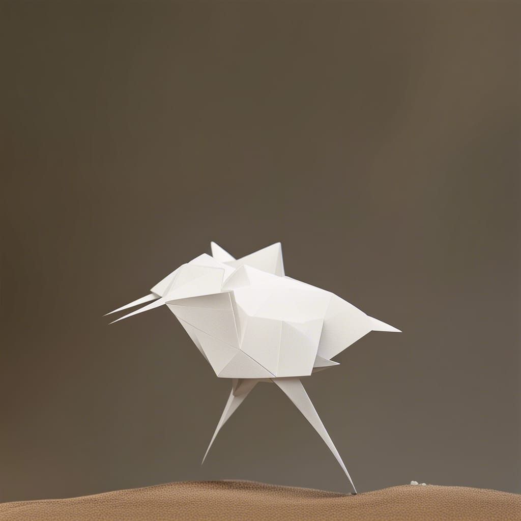 Origami Sandpiper on the Beach in Japanese Art