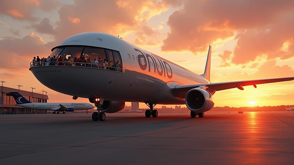 Multi-Story Airplane at Sunset: A Modern Marvel