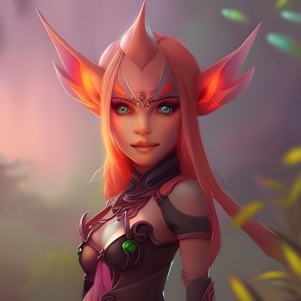 Rainbow Elf Portrait in Whimsical Forest