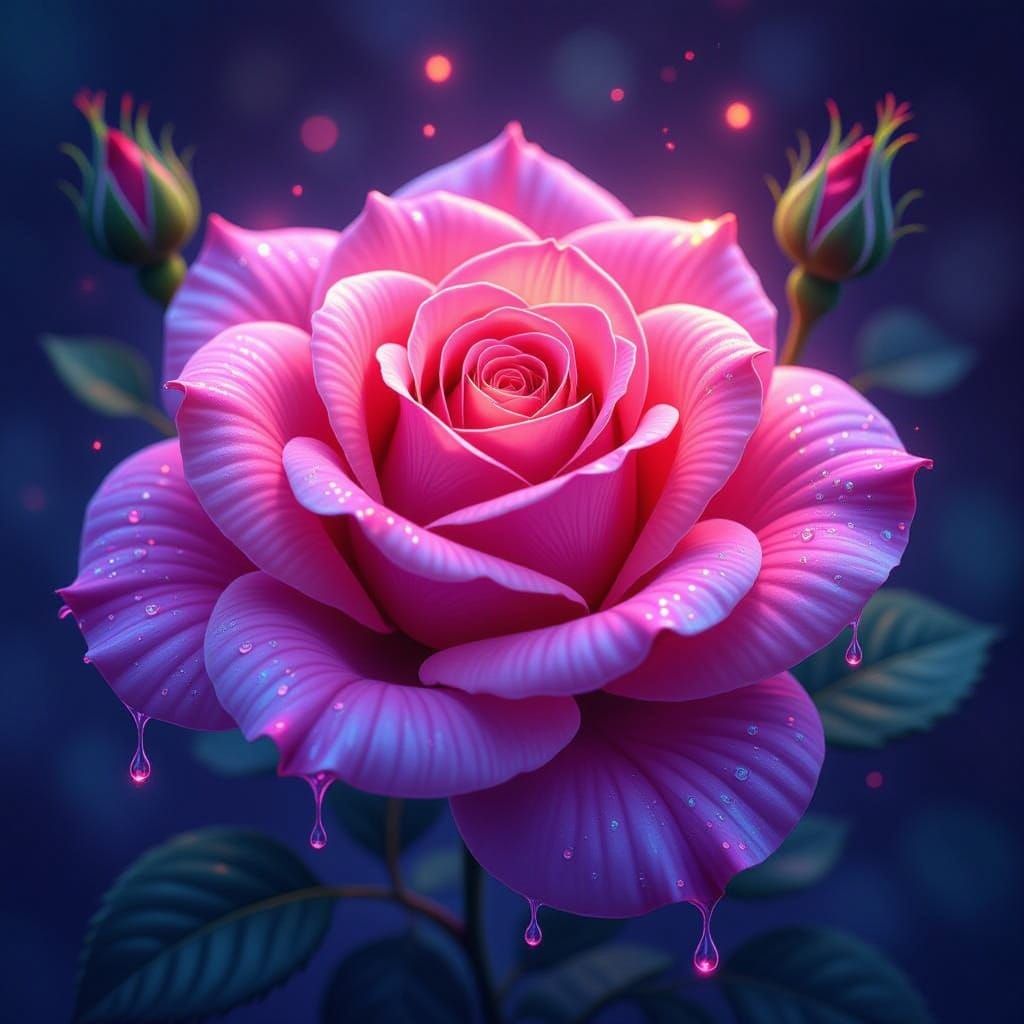 Surreal Fantasy Rose Blooms in Neon Hues