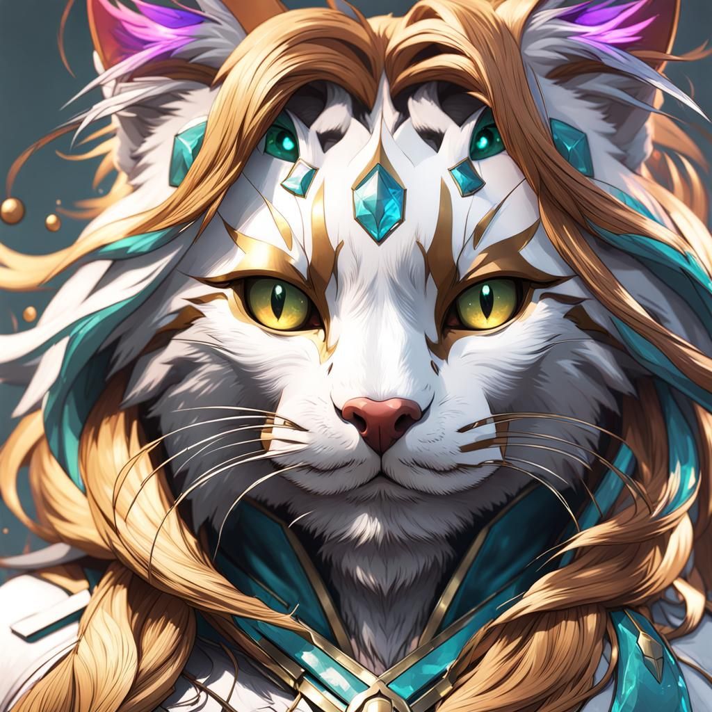 Hyperdetailed Neko Portrait in Digital Art Style