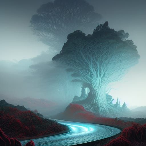 Treacherous Road in Romantic Digital Painting