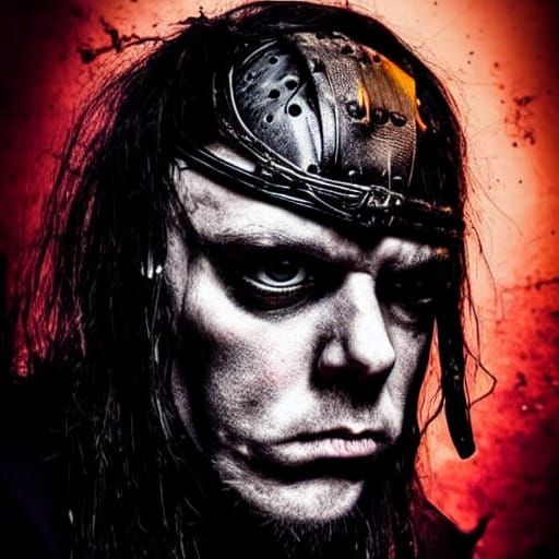 Dieselpunk Metalhead Portrait in Industrial Grindcore Style