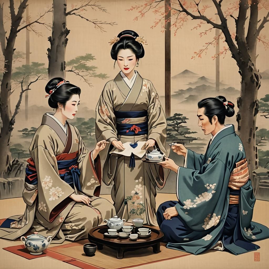 Elegant Japanese Tea Ceremony Scene