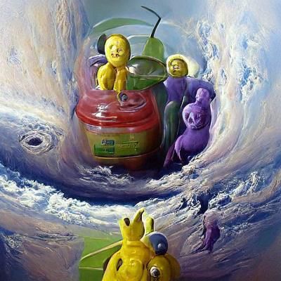 Teletubbies as Oil Painting by James Gurney
