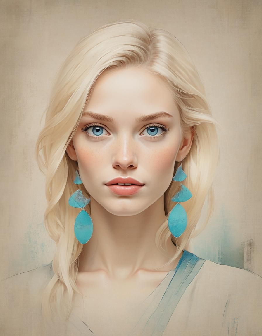 Stylized Portrait: Woman with Blue Eyes