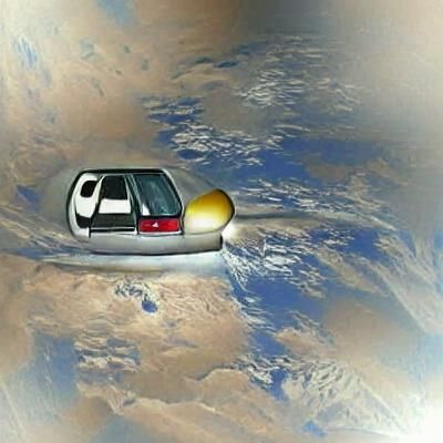 Futuristic Car Traveling Through Space