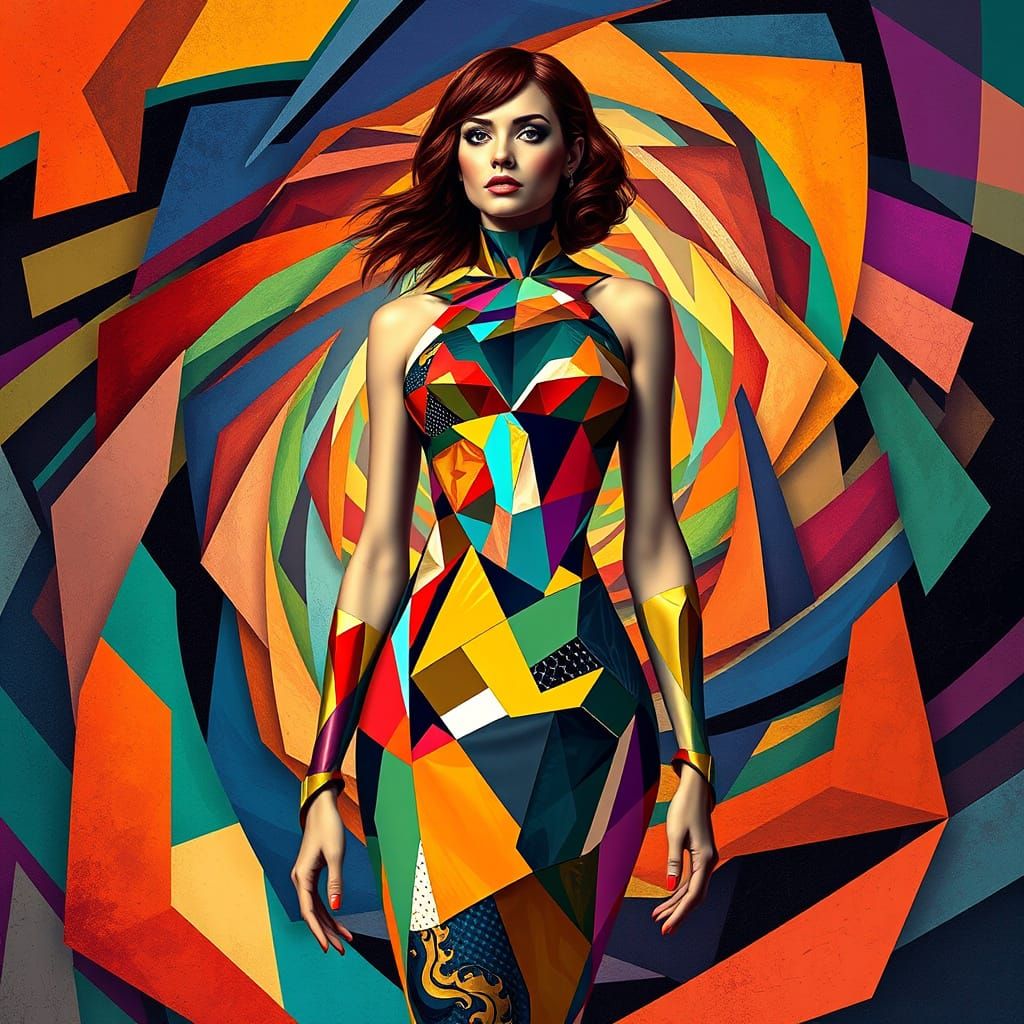 Fragmented Figure in Art Deco Opulence