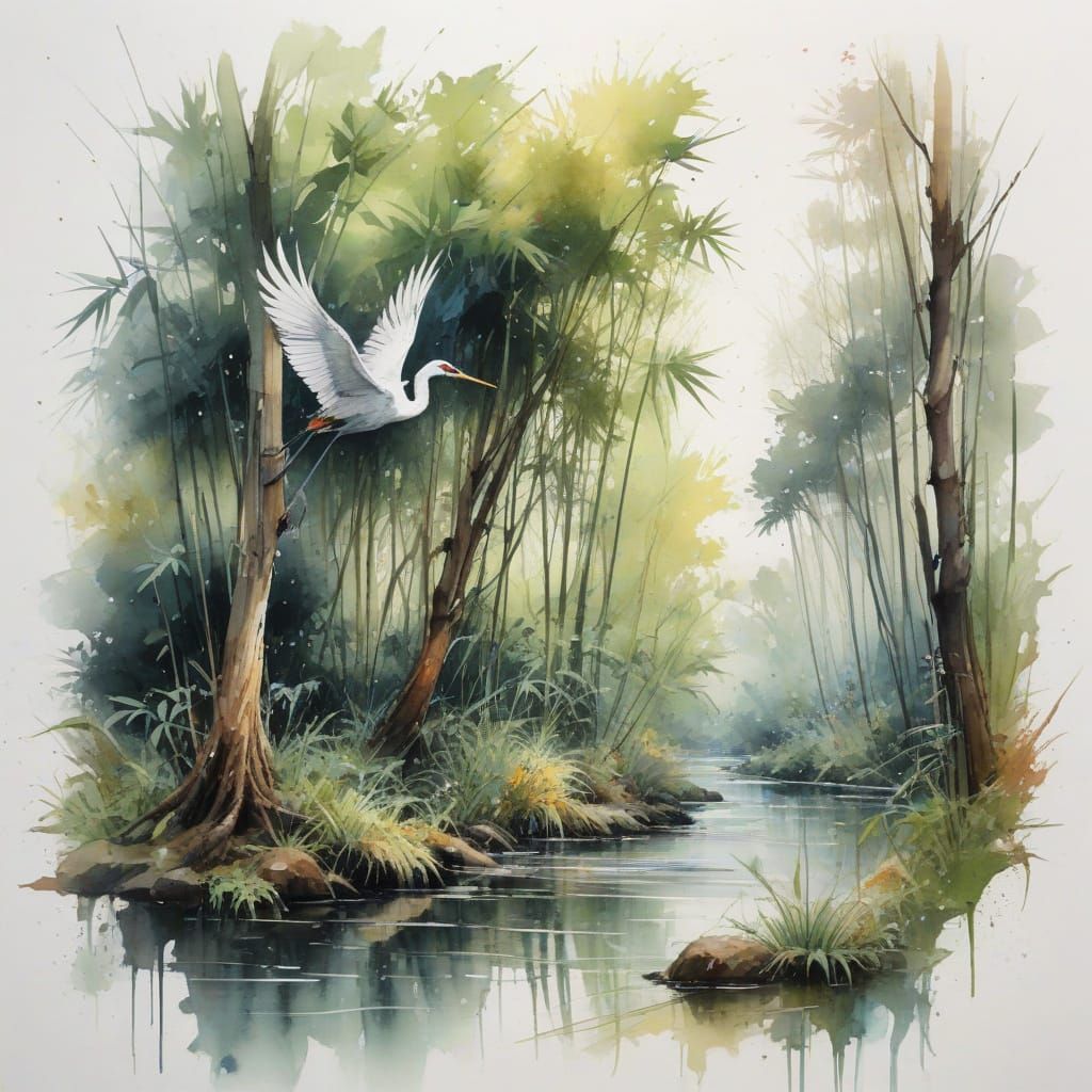 Ancient Forest Sanctuary in Ethereal Watercolour