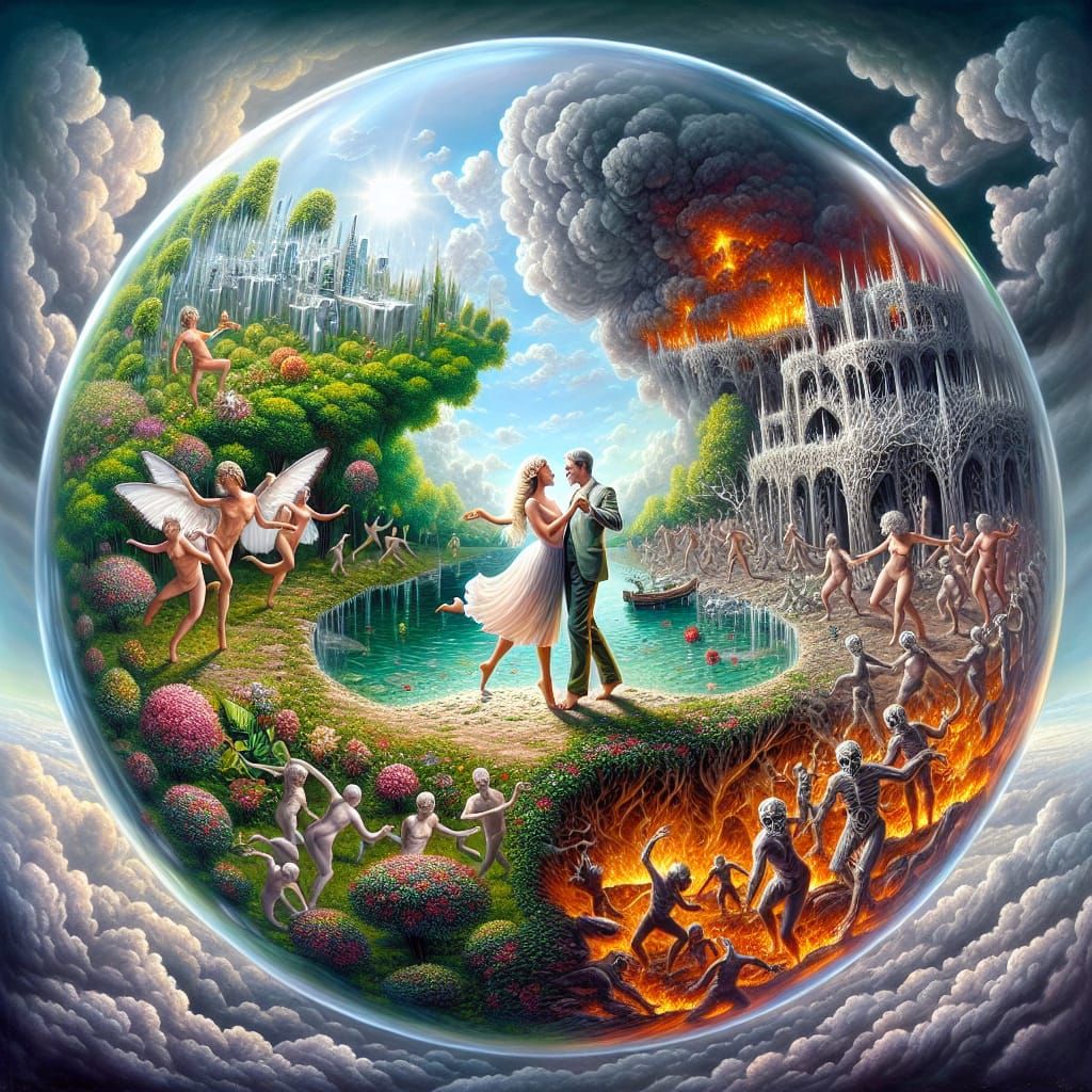 Serene Refuge Amidst Turmoil in a Vibrant Crystal Oasis