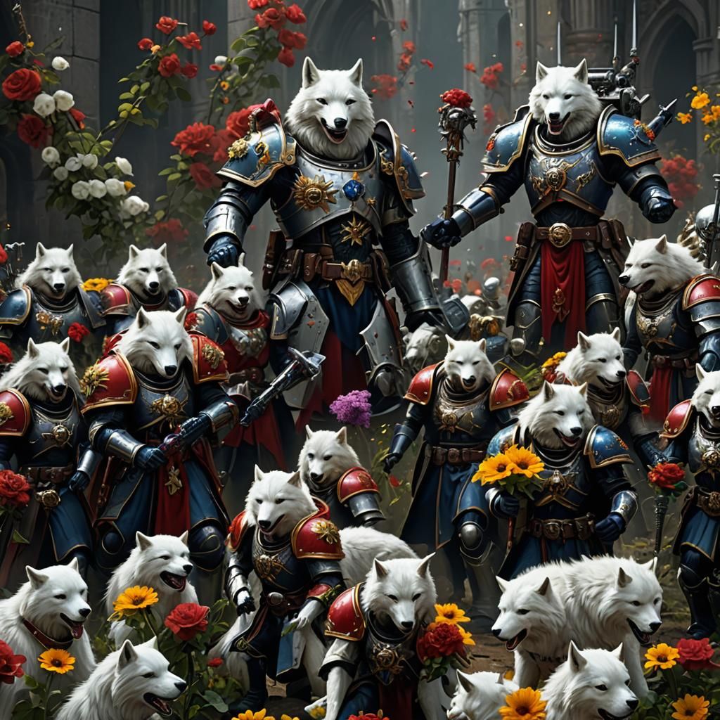 Warhammer 40k: White Wolves Offering Flowers