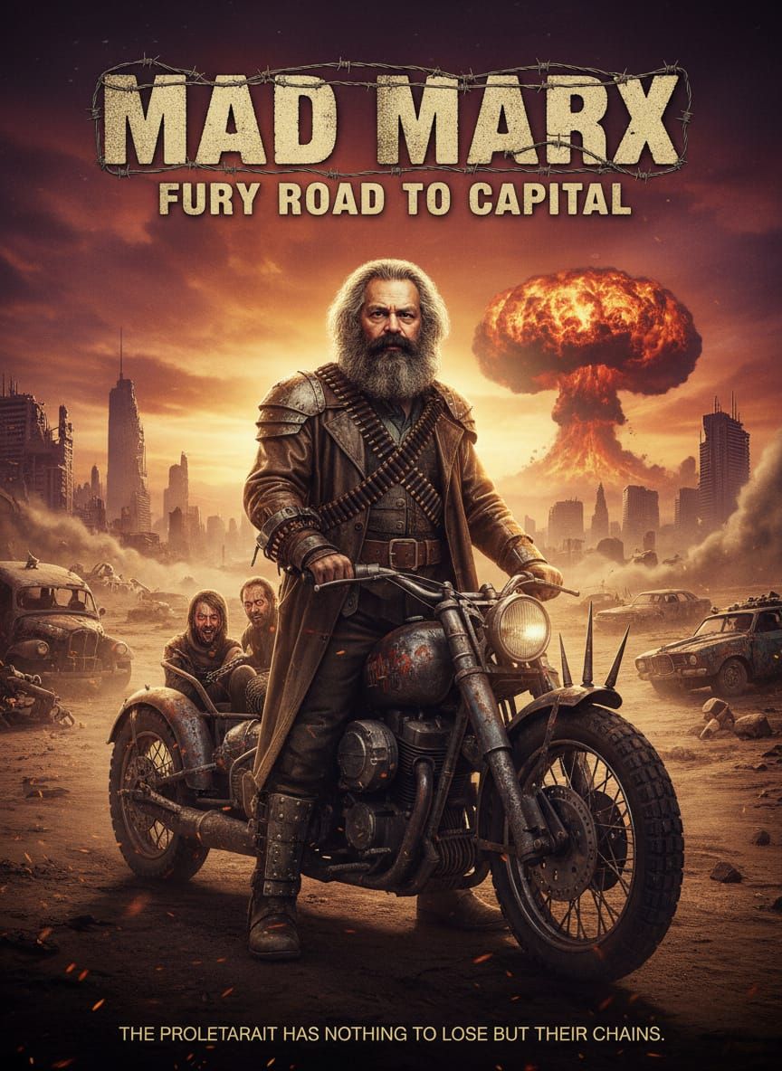 Karl Marx in Mad Max Post-Apocalyptic Wasteland