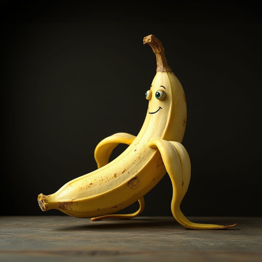 Whimsical Banana in Visionary Folk Art Style