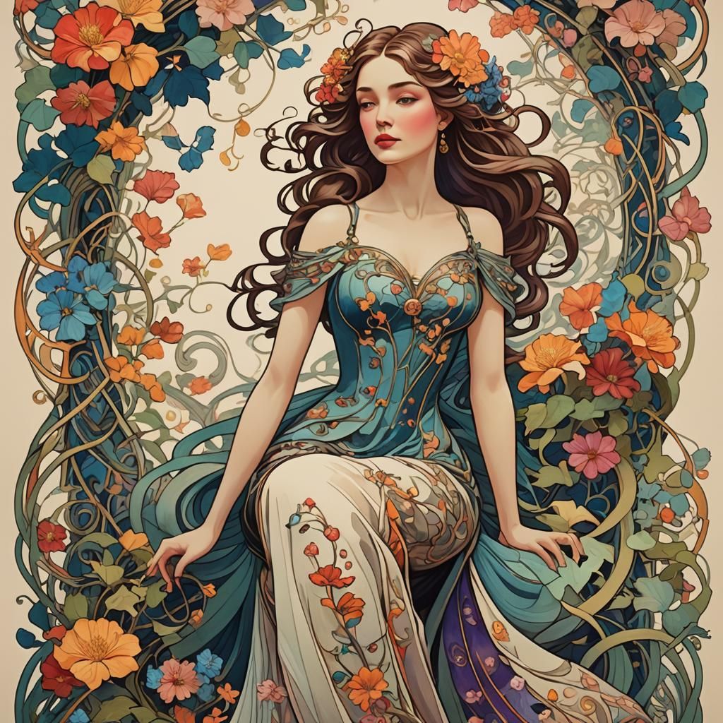 Art Nouveau Elegant Women Series - 25