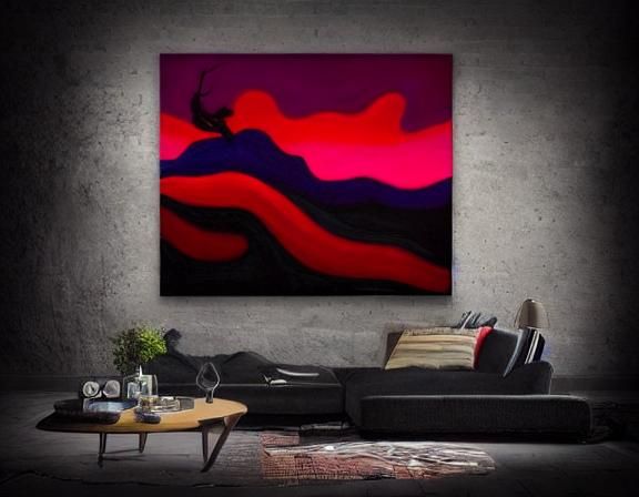 Abstract Surrealist Oil Painting with Clashing Colors