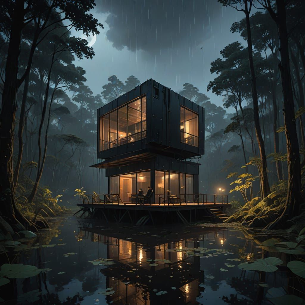 Ethereal Rainforest Retreat at Dusk