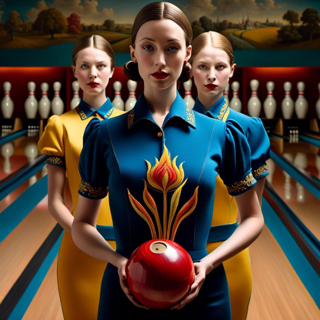 Bowling Team in Pop Surrealist Style
